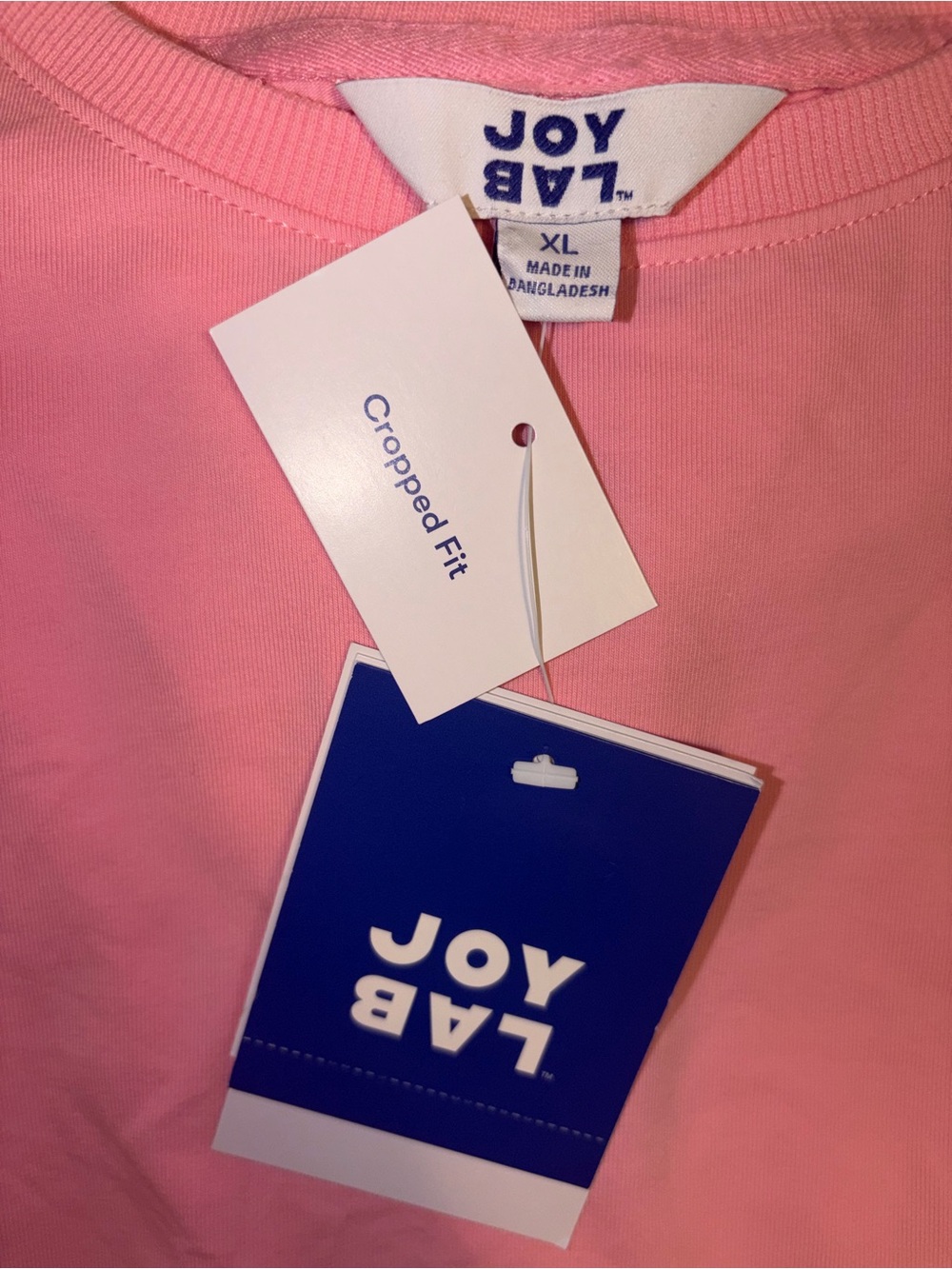 JoyLab Bubble gum Pink Cropped Fit Oversized Long Sleeve Tee Top NWT XL - Picture 4 of 4